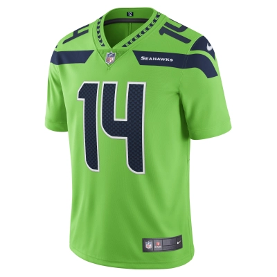 Men's Seattle Seahawks DK Metcalf Neon Green Vapor Limited Player Jersey 02