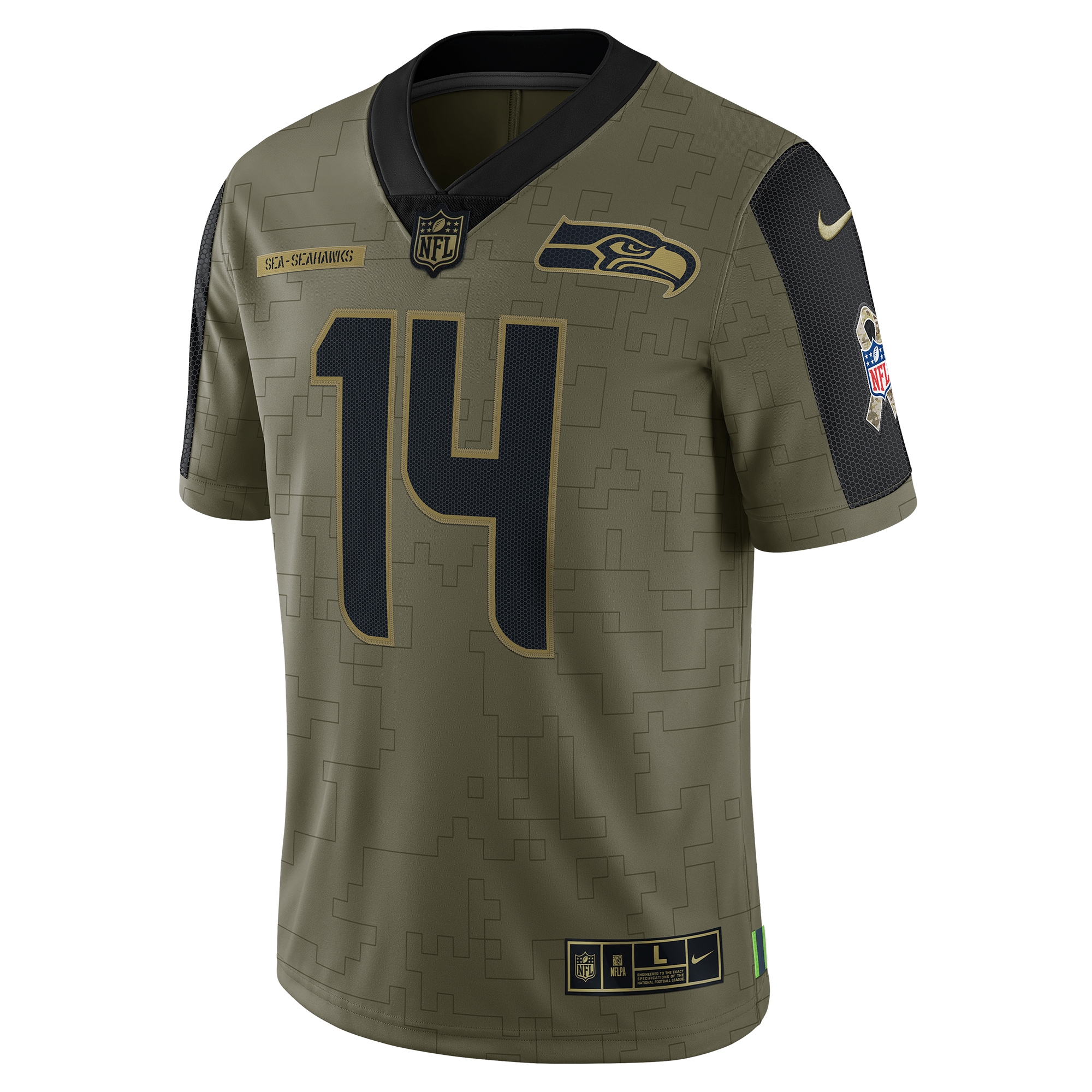 Men's Seattle Seahawks DK Metcalf Olive Salute To Service Limited Player Jersey