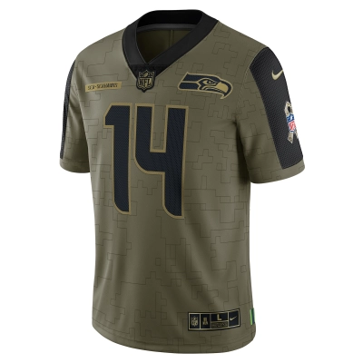 Men's Seattle Seahawks DK Metcalf Olive Salute To Service Limited Player Jersey 02