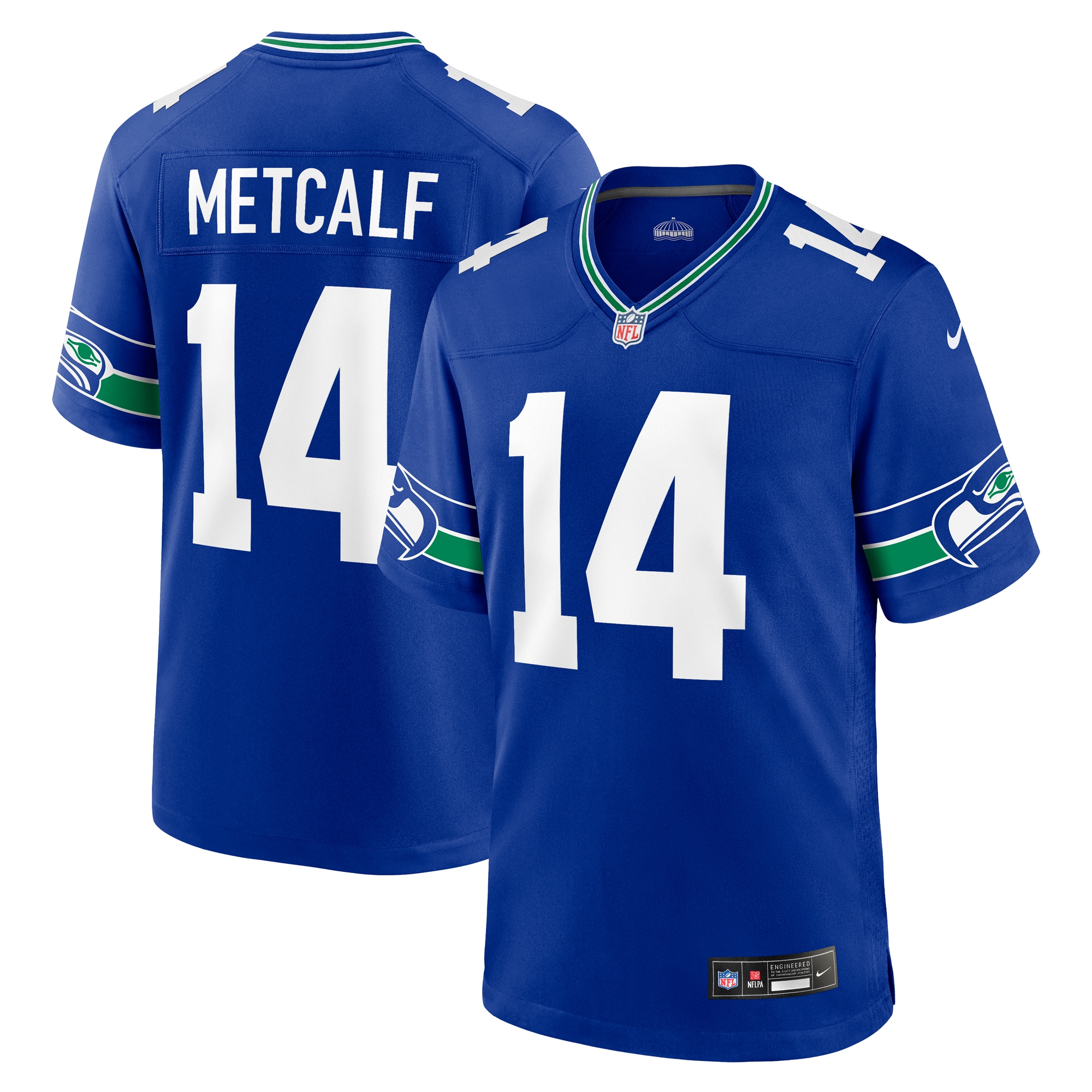 Men's Seattle Seahawks DK Metcalf Royal Throwback Player Game Jersey