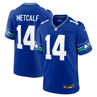 Men's Seattle Seahawks DK Metcalf Royal Throwback Player Game Jersey 01
