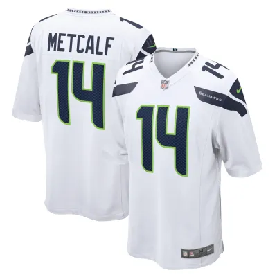 Men's Seattle Seahawks DK Metcalf White Game Jersey 01
