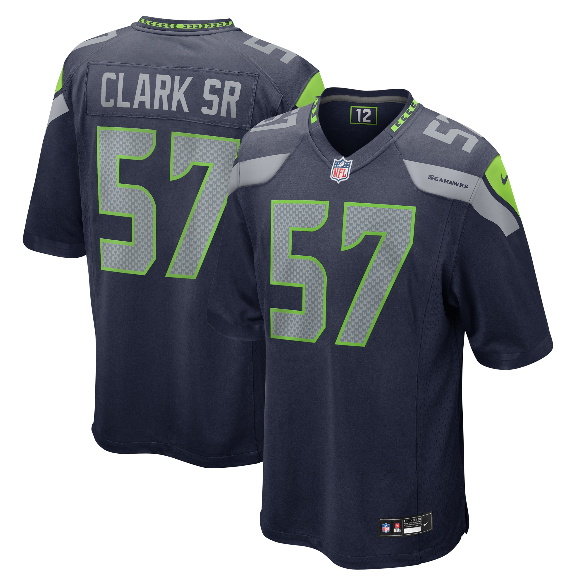 Men's Seattle Seahawks Frank Clark College Navy Game Jersey