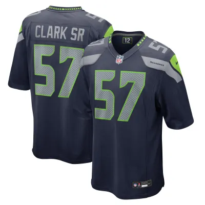 Men's Seattle Seahawks Frank Clark College Navy Game Jersey 01