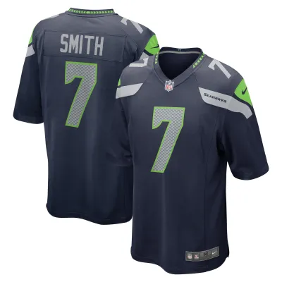 Men's Seattle Seahawks Geno Smith College Navy Game Jersey 01