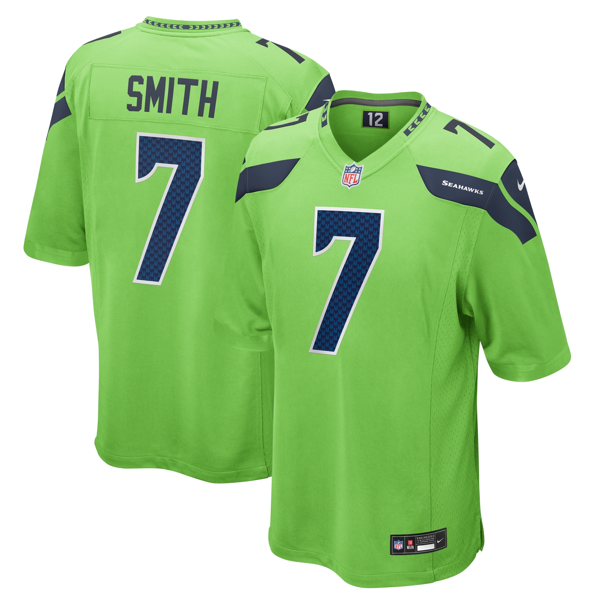 Men's Seattle Seahawks Geno Smith Neon Green Game Jersey