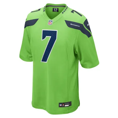 Men's Seattle Seahawks Geno Smith Neon Green Game Jersey 02