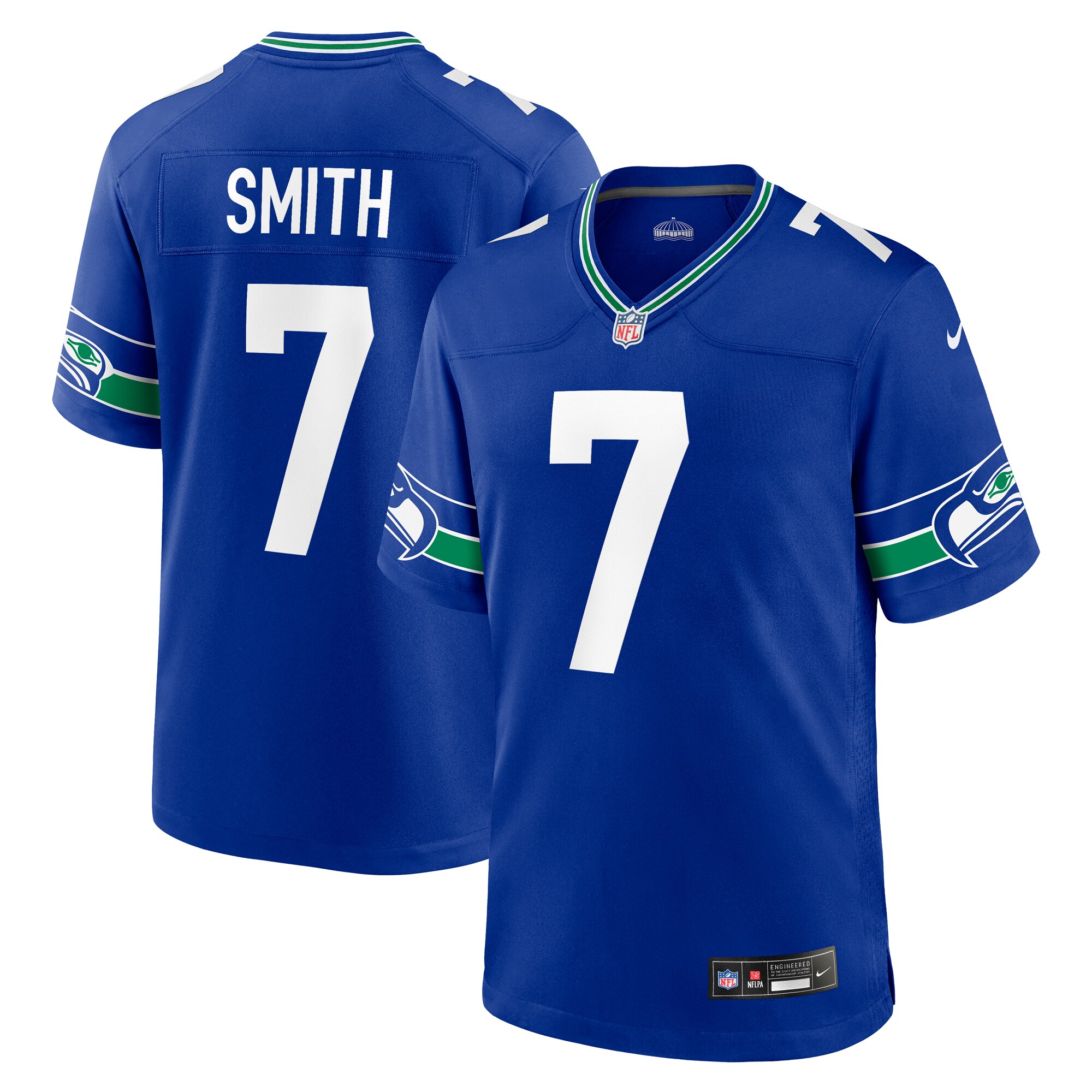 Men's Seattle Seahawks Geno Smith Royal Throwback Player Game Jersey