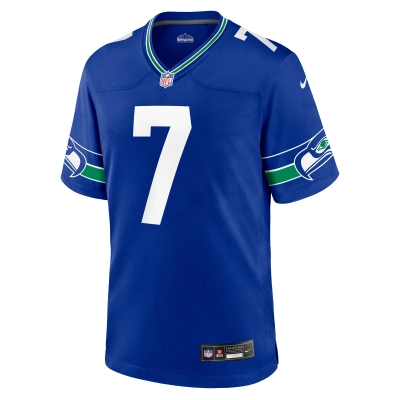 Men's Seattle Seahawks Geno Smith Royal Throwback Player Game Jersey 02