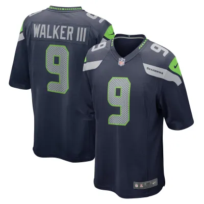 Men's Seattle Seahawks Kenneth Walker III Navy Player Game Jersey 01