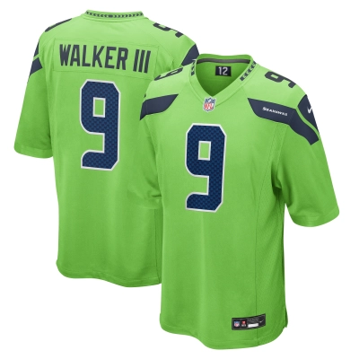 Men's Seattle Seahawks Kenneth Walker III Neon Green Game Jersey 01
