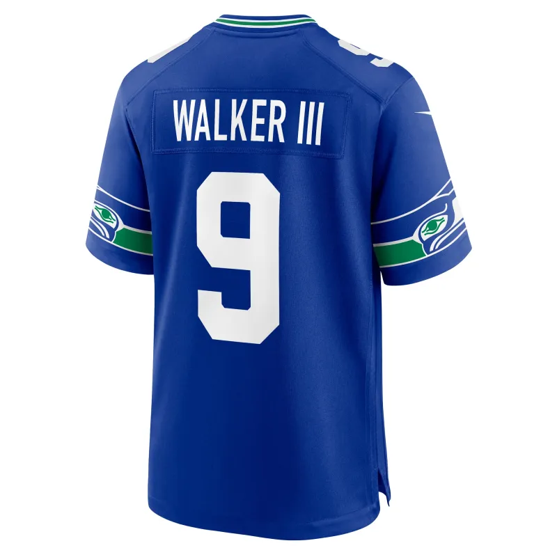 Men's Seattle Seahawks Kenneth Walker III Royal Throwback Player Game Jersey