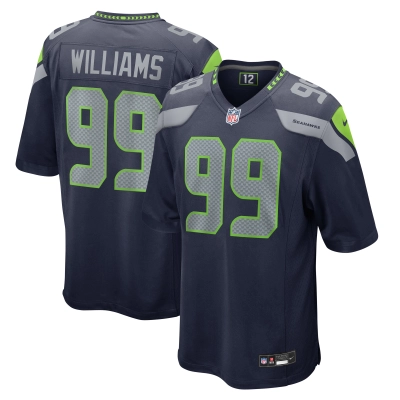Men's Seattle Seahawks Leonard Williams College Navy Game Jersey 01