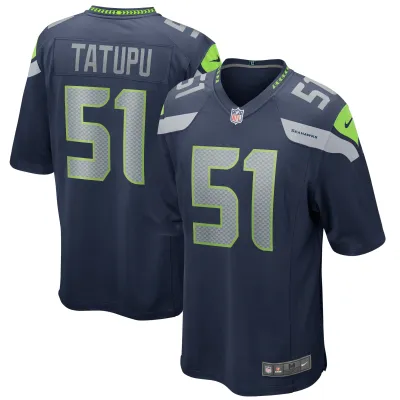 Men's Seattle Seahawks Lofa Tatupu College Navy Game Retired Player Jersey 01