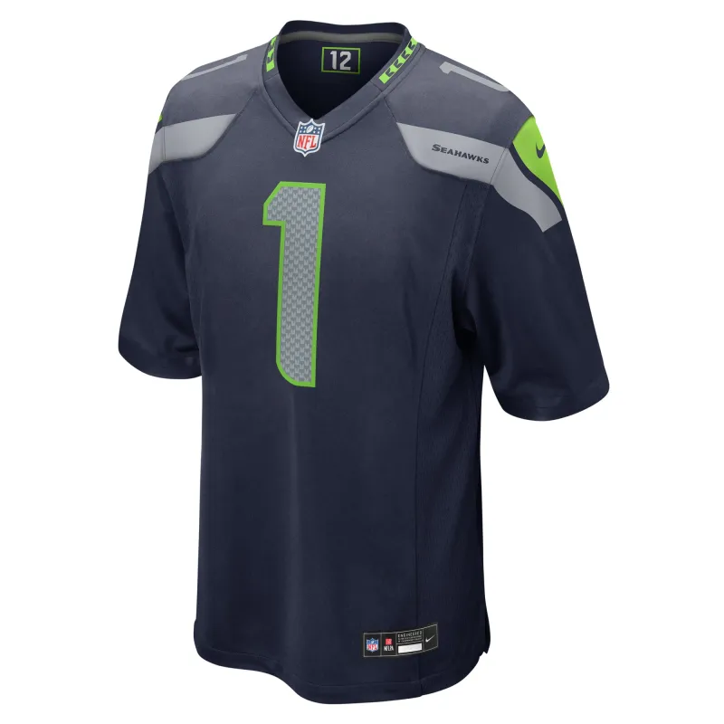 Men's Seattle Seahawks Number 1 Groom College Navy Game Jersey