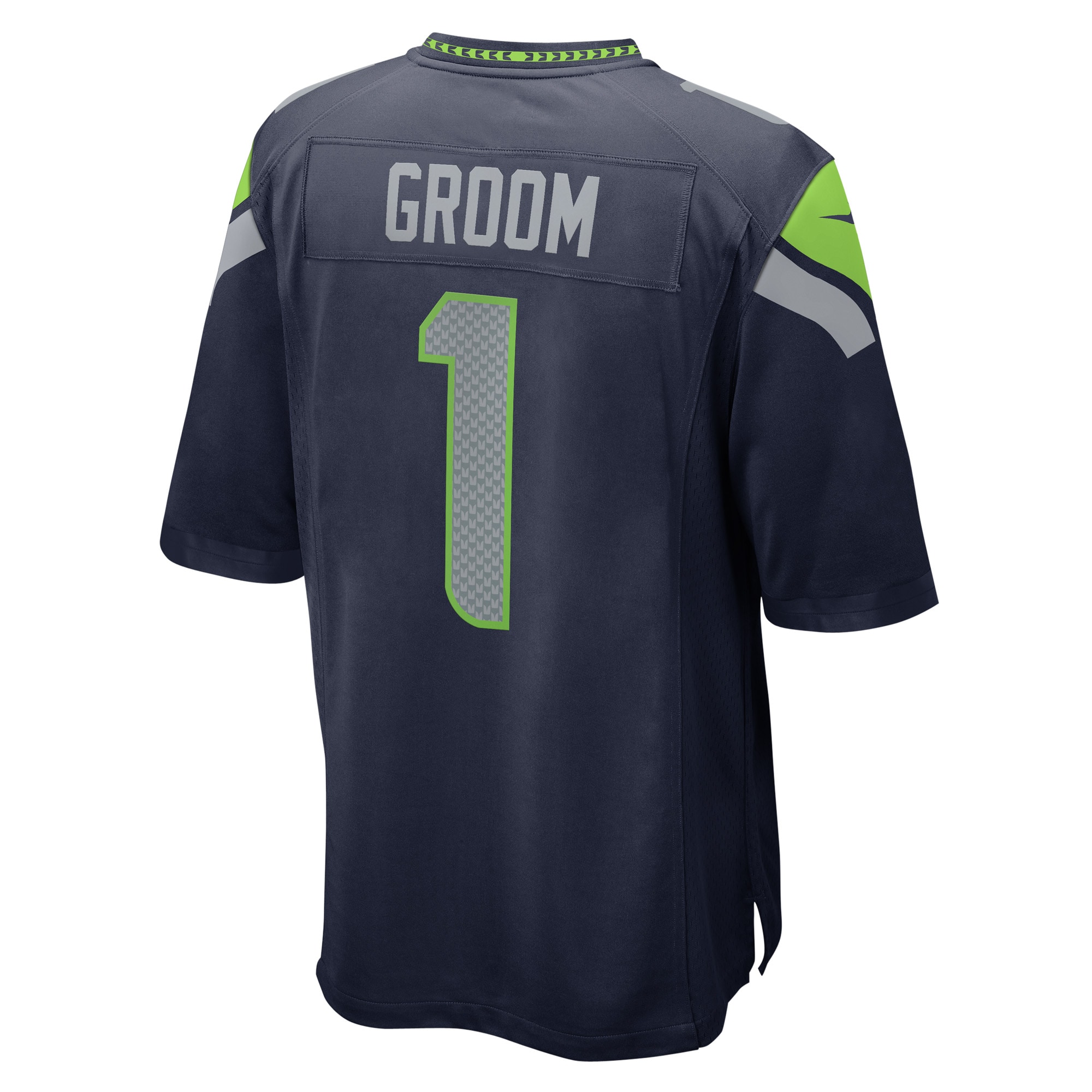 Men's Seattle Seahawks Number 1 Groom College Navy Game Jersey