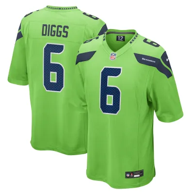 Men's Seattle Seahawks Quandre Diggs Neon Green Game Jersey 01