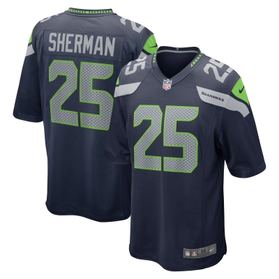 Men's Seattle Seahawks Richard Sherman College Navy Retired Game Jersey 01
