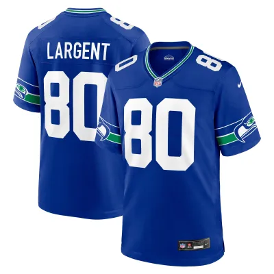 Men's Seattle Seahawks Steve Largent Royal Throwback Retired Player Game Jersey 01