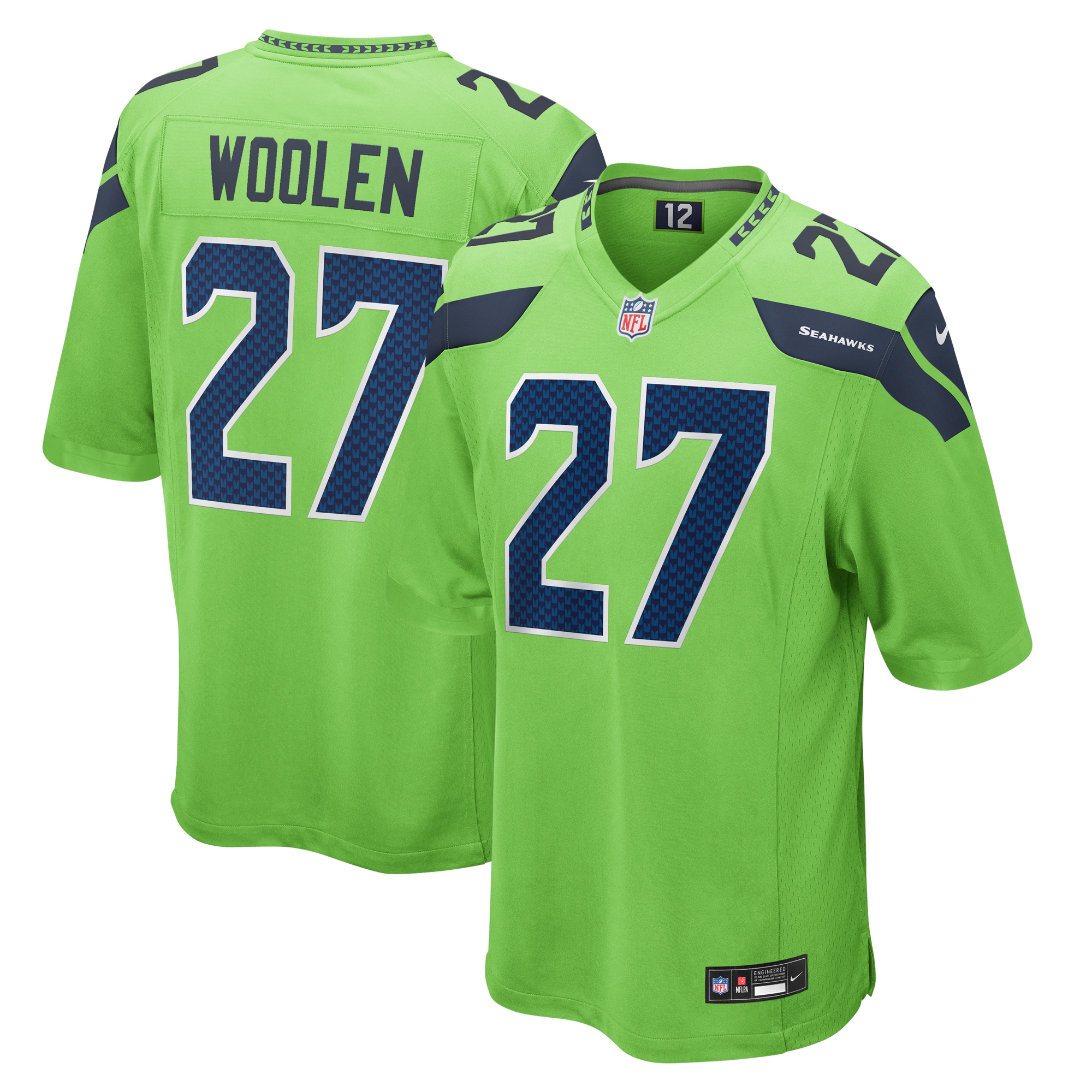 Men's Seattle Seahawks Tariq Woolen Neon Green Game Jersey
