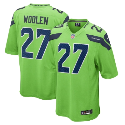 Men's Seattle Seahawks Tariq Woolen Neon Green Game Jersey 01