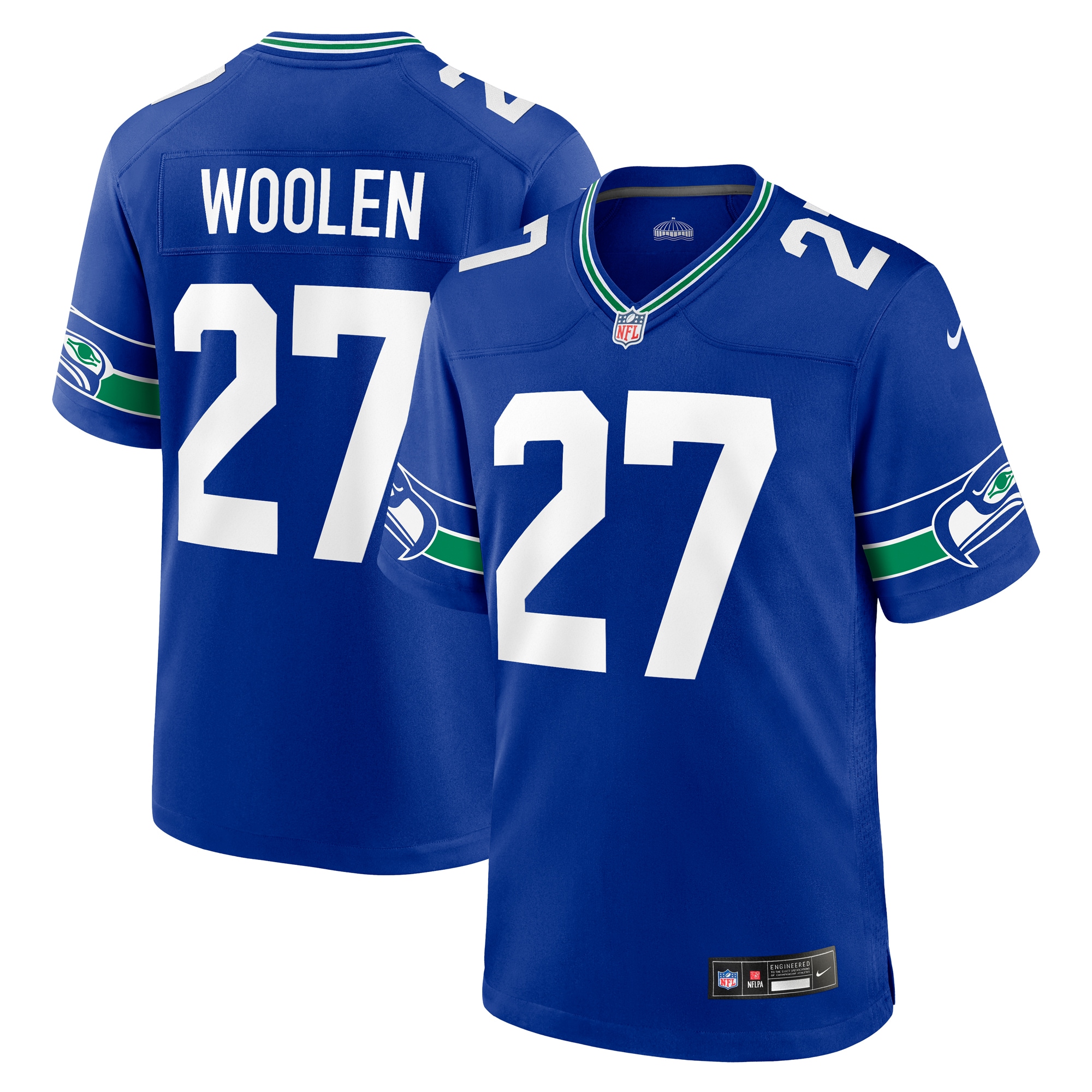 Men's Seattle Seahawks Tariq Woolen Royal Throwback Player Game Jersey