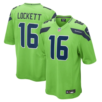 Men's Seattle Seahawks Tyler Lockett Neon Green Game Jersey 01