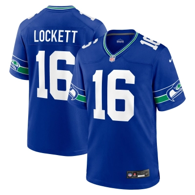 Men's Seattle Seahawks Tyler Lockett Royal Throwback Player Game Jersey 01
