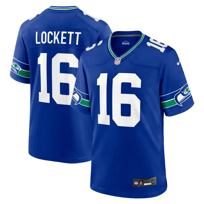Men's Seattle Seahawks Tyler Lockett Royal Throwback Player Game Jersey