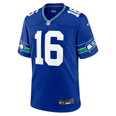 Men's Seattle Seahawks Tyler Lockett Royal Throwback Player Game Jersey 02