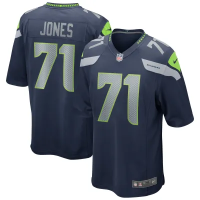 Men's Seattle Seahawks Walter Jones College Navy Game Retired Player Jersey 01