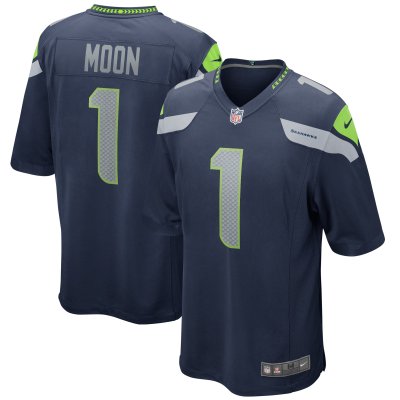 Men's Seattle Seahawks Warren Moon College Navy Game Retired Player Jersey 01