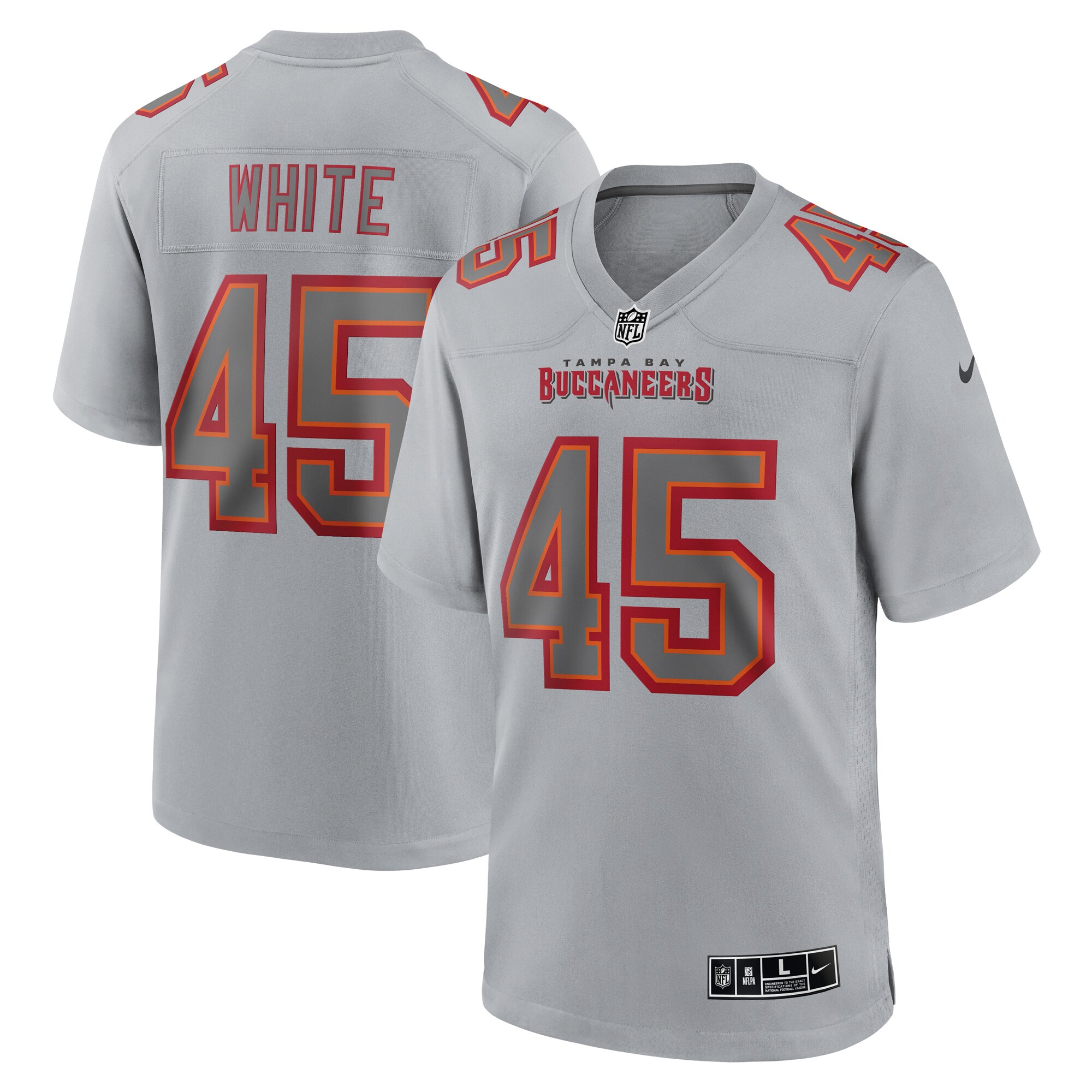 Men's Tampa Bay Buccaneers Devin White Gray Atmosphere Fashion Game Jersey