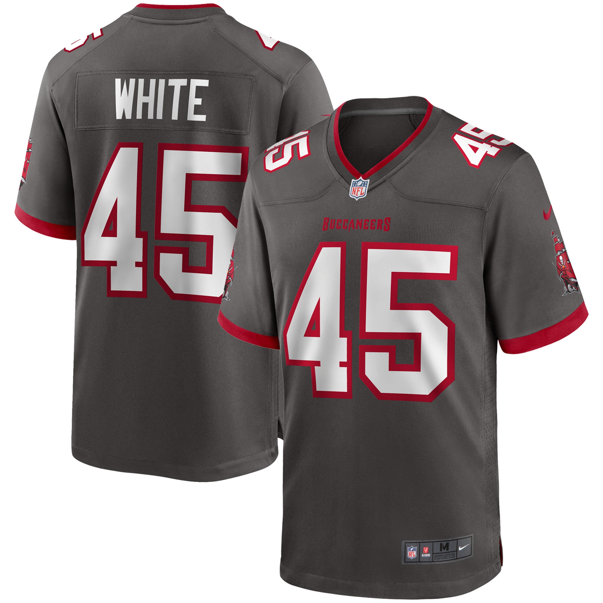 Men's Tampa Bay Buccaneers Devin White Pewter Game Jersey