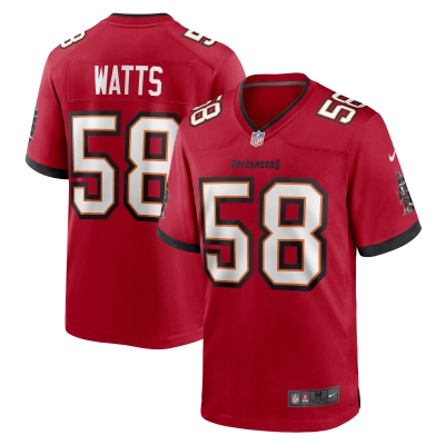 Men's Tampa Bay Buccaneers Markees Watts  Red Game Jersey 01