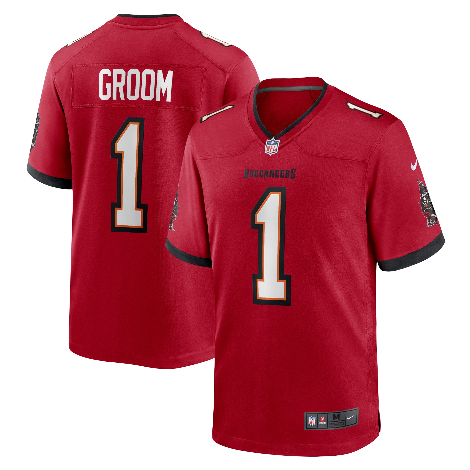 Men's Tampa Bay Buccaneers Number 1 Groom Red Game Jersey