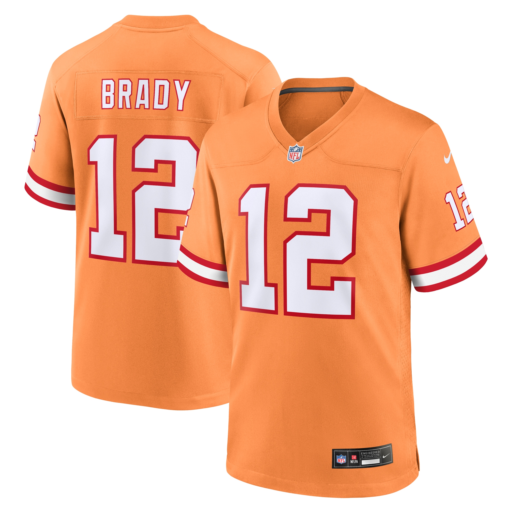 Men's Tampa Bay Buccaneers Tom Brady Orange Throwback Game Jersey