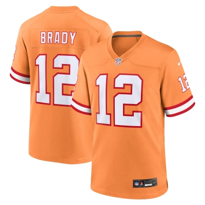 Men's Tampa Bay Buccaneers Tom Brady Orange Throwback Game Jersey 01