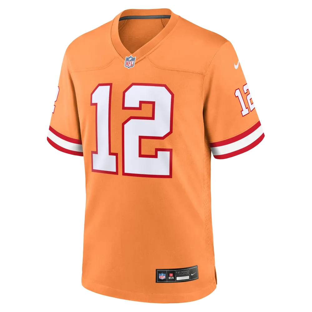 Men's Tampa Bay Buccaneers Tom Brady Orange Throwback Game Jersey