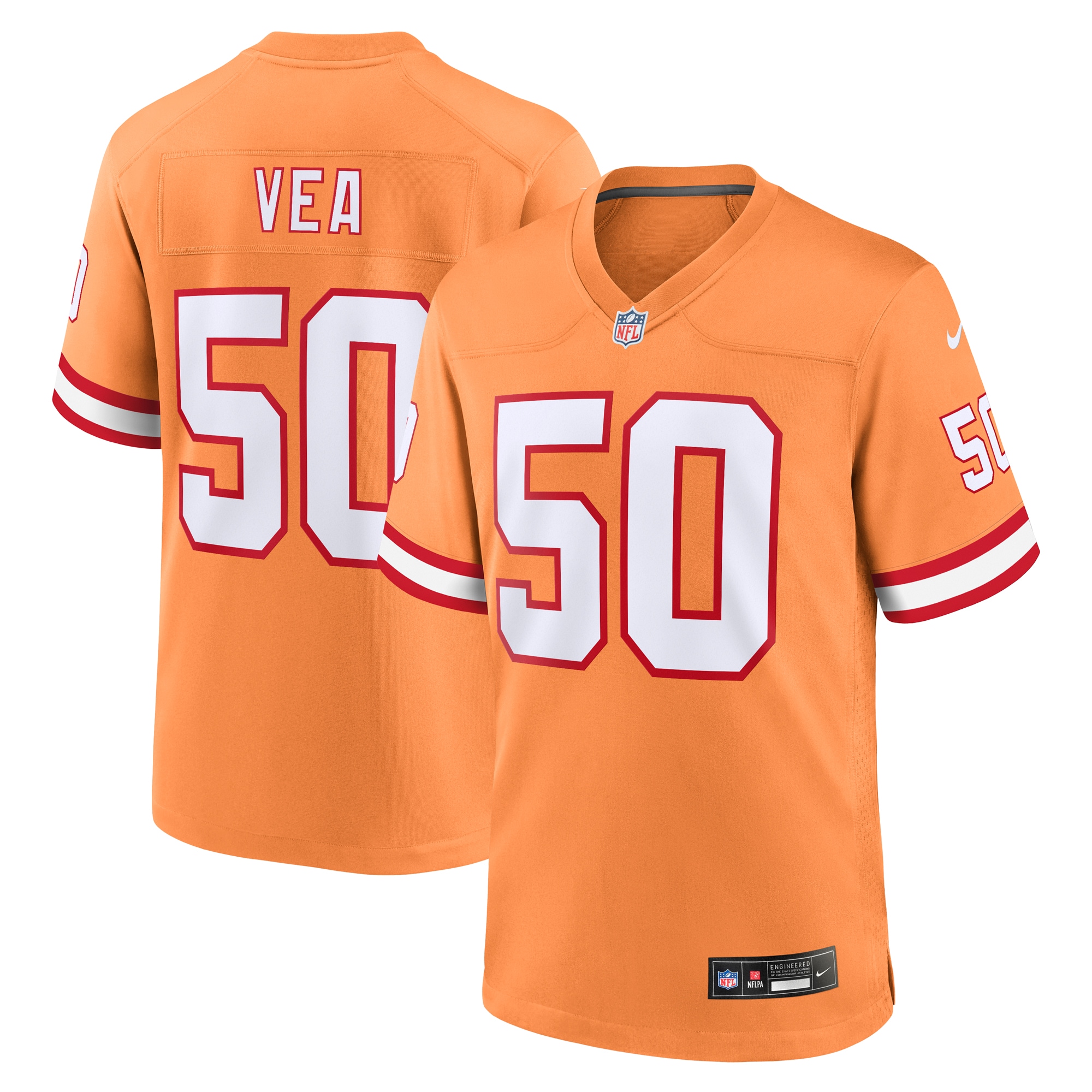 Men's Tampa Bay Buccaneers Vita Vea Orange Throwback Game Jersey