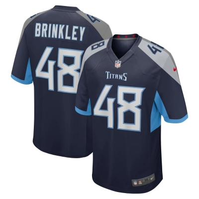 Men's Tennessee Titans Beau Brinkley Navy Game Jersey 01