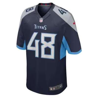 Men's Tennessee Titans Beau Brinkley Navy Game Jersey 02