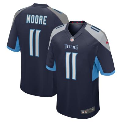 Men's Tennessee Titans Chris Moore  Navy Game Jersey 01
