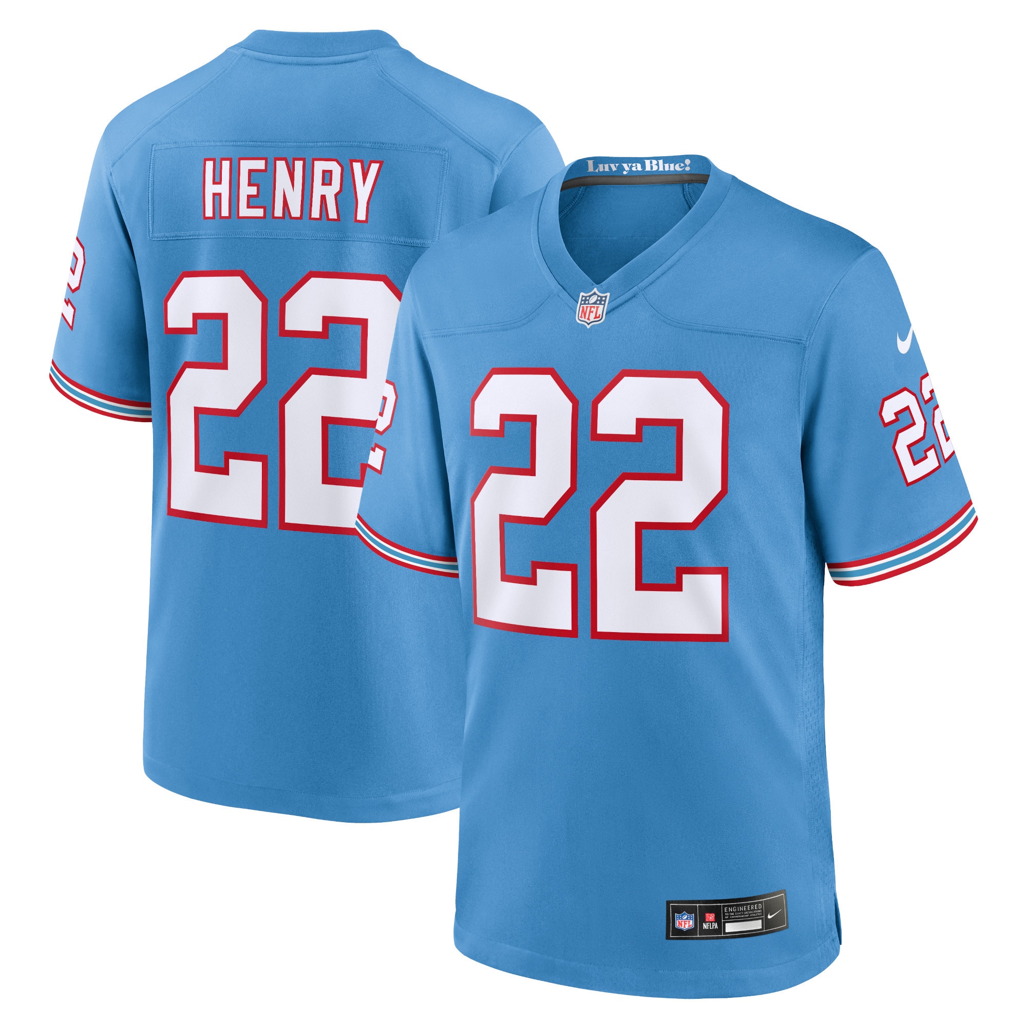 Men's Tennessee Titans Derrick Henry Light Blue Oilers Throwback Alternate Game Player Jersey