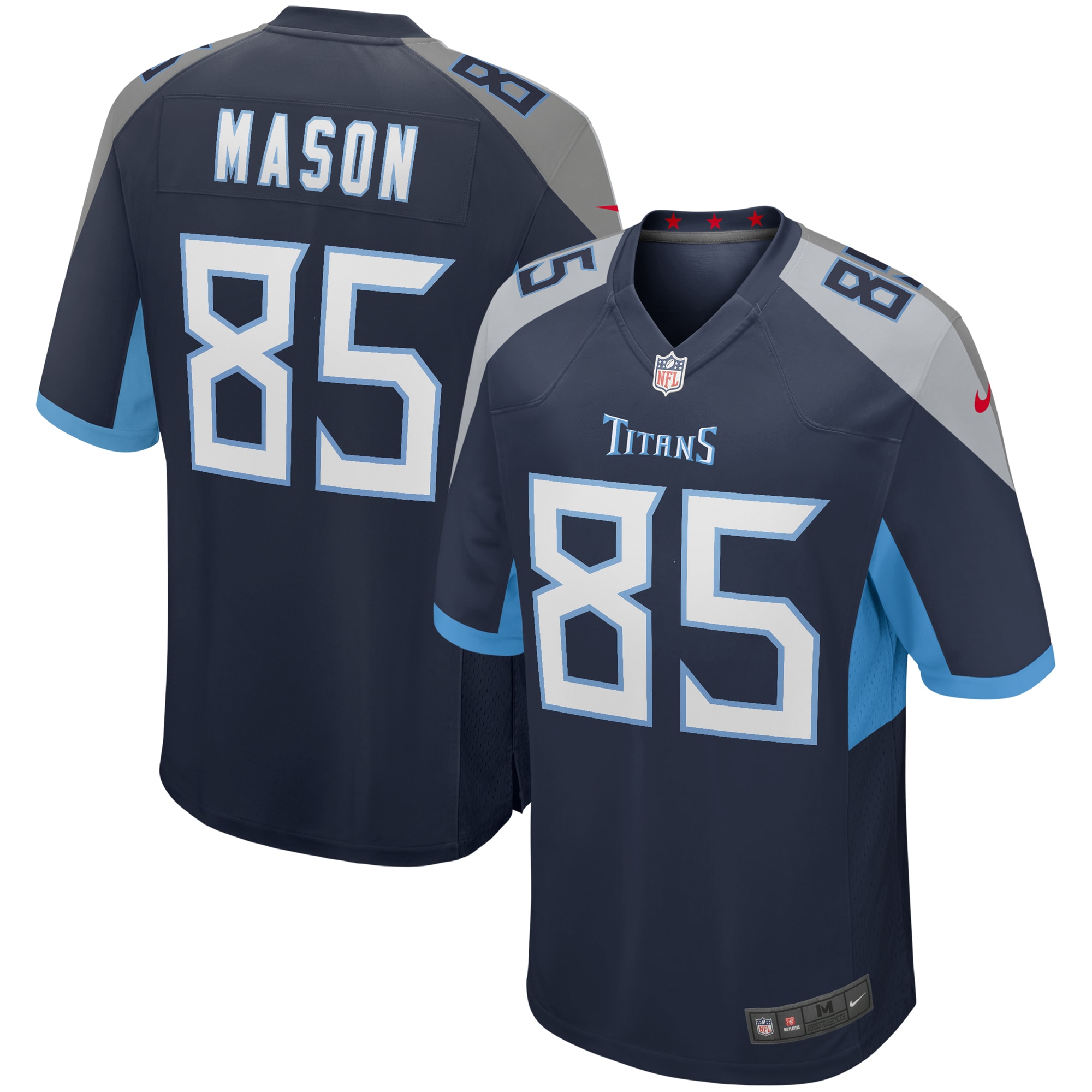 Men's Tennessee Titans Derrick Mason Navy Game Retired Player Jersey