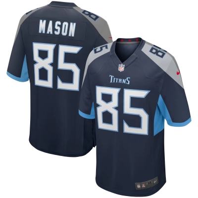 Men's Tennessee Titans Derrick Mason Navy Game Retired Player Jersey 01