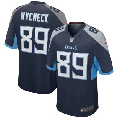 Men's Tennessee Titans Frank Wycheck Navy Game Retired Player Jersey 01