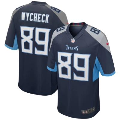 Men's Tennessee Titans Frank Wycheck Navy Game Retired Player Jersey 01