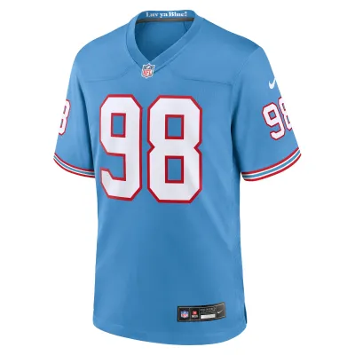 Men's Tennessee Titans Jeffery Simmons Light Blue Oilers Throwback Alternate Game Player Jersey 02