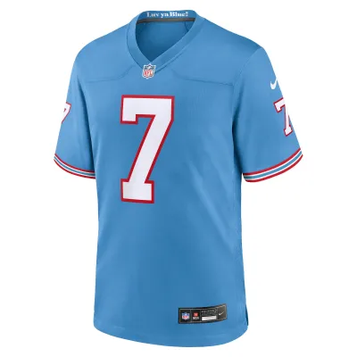 Men's Tennessee Titans Malik Willis Light Blue Oilers Throwback Alternate Game Player Jersey 02